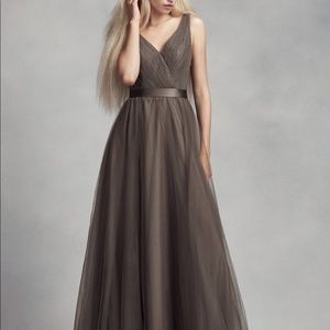 Vera Wang A-Line Tulle Surplice Bridesmaid Dress